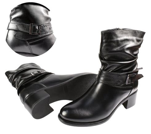 Ghete casual, dama, ADA SHOES, 2447 negru, piele naturala